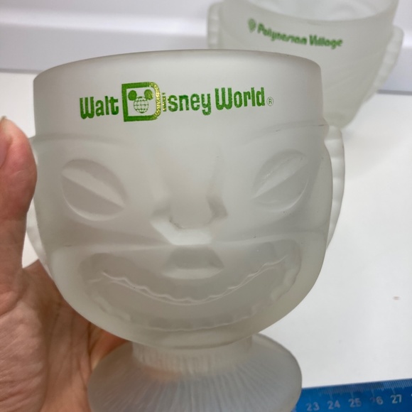Set Of 2 Walt Disney World Polynesian Village Resort Frosted Glass Tiki Mug Cup - Picture 5 of 13